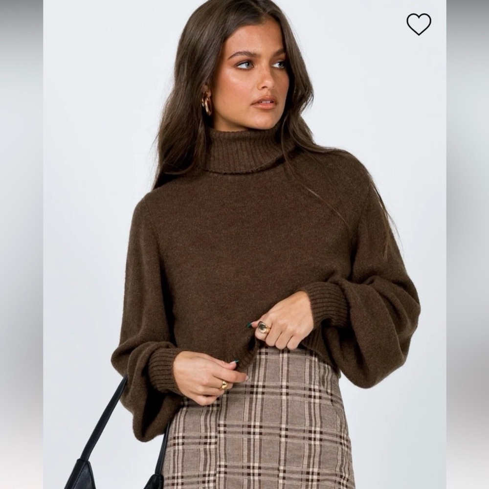 Princess Polly Brown Zaharia cropped Turtleneck Sweater - Picture 2 of 2